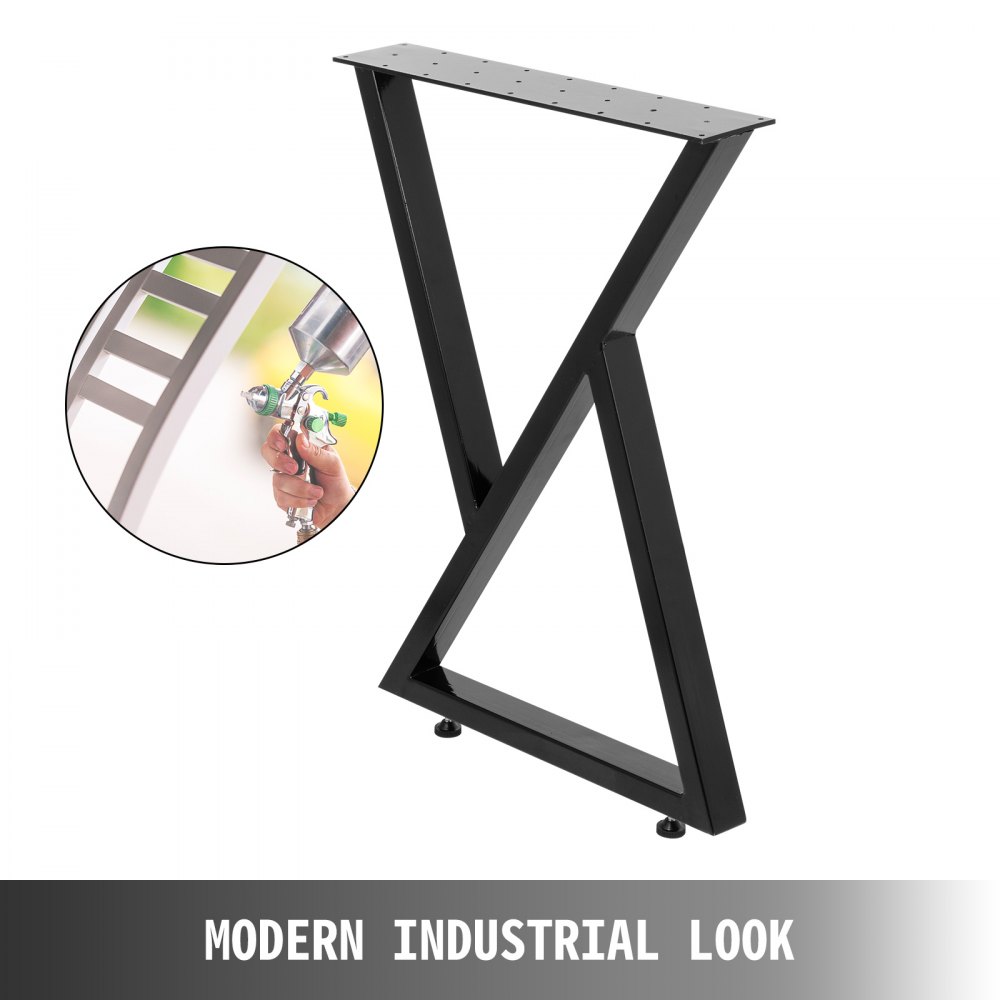 VEVOR Patas de mesa de metal Juego de 2 patas de mesa de comedor Patas de escritorio negras 28 "Altura 24" Ancho Patas de banco Patas de mesa de café estilo Zig Zag 1763 lbs Capacidad de carga Patas de mesa de acero Base resistente DIY moderno