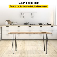 VEVOR Hairpin Table Legs 26" Black Set of 4 Desk Legs 880lbs Load Capacity (Each 220lbs) Hairpin Desk Legs 3 Rods for Bench Desk Dining End Table Chairs Carbon Steel DIY Heavy Duty Furniture Legs