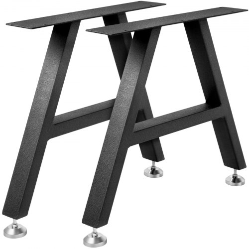 VEVOR Metal Table Legs 16 x 17.7 inch A-Shaped Desk Legs Set of 2 Heavy Duty Bench Legs Rustic Metal Furniture Legs Wrought Iron Coffee Table Legs Home DIY for Dining Table w/ Floor Protectors Black