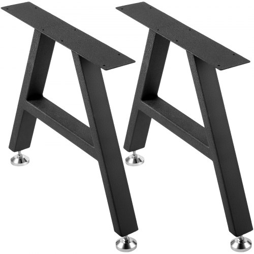 VEVOR Metal Table Legs 16 x 17.7 inch A-Shaped Desk Legs Set of 2 Heavy Duty Bench Legs w/Polyurethane Coating, Furniture Legs w/ Floor Protectors, Wrought Iron Coffee Table Legs for Home DIY Black