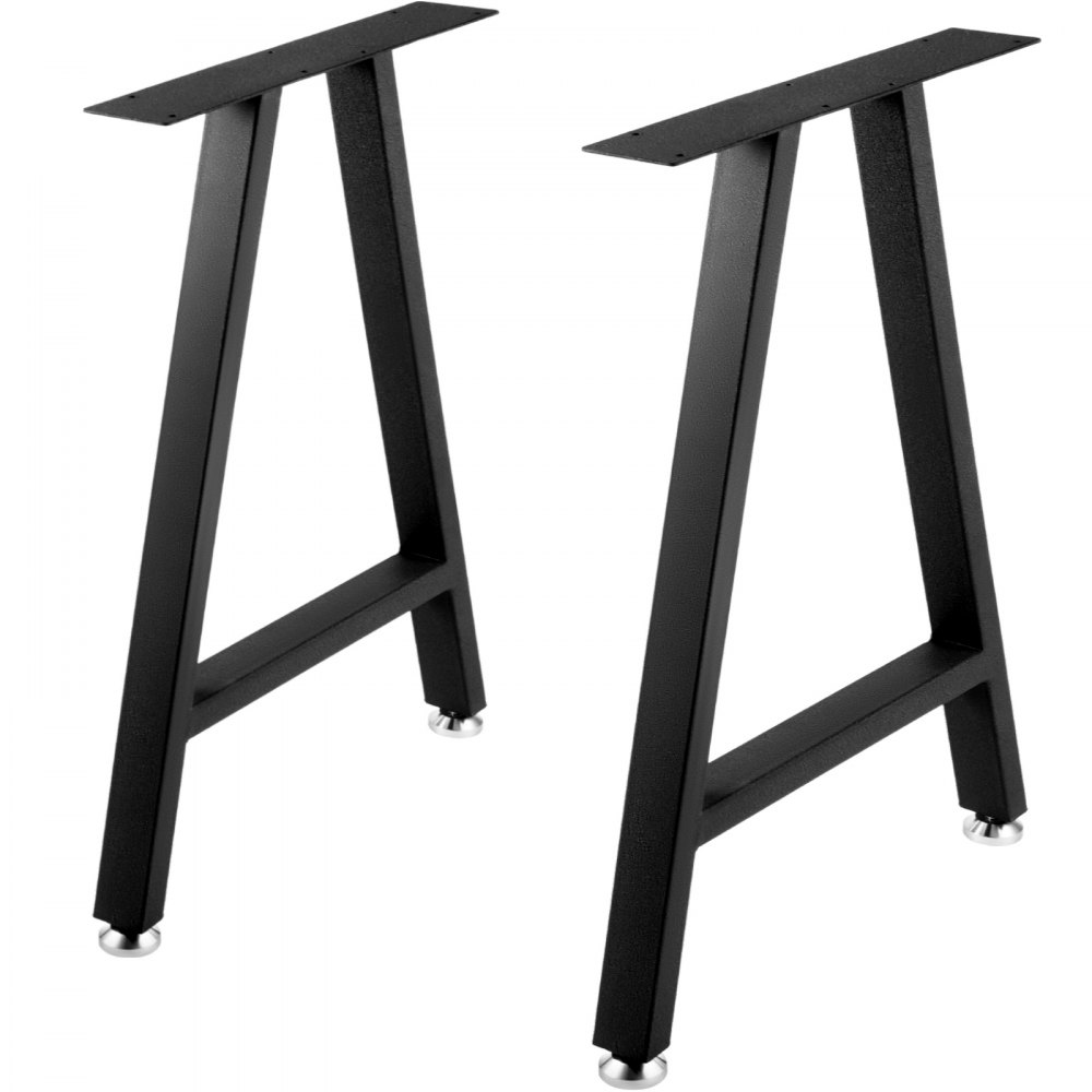 black VEVOR metal table legs with adjustable feet in a-frame design.