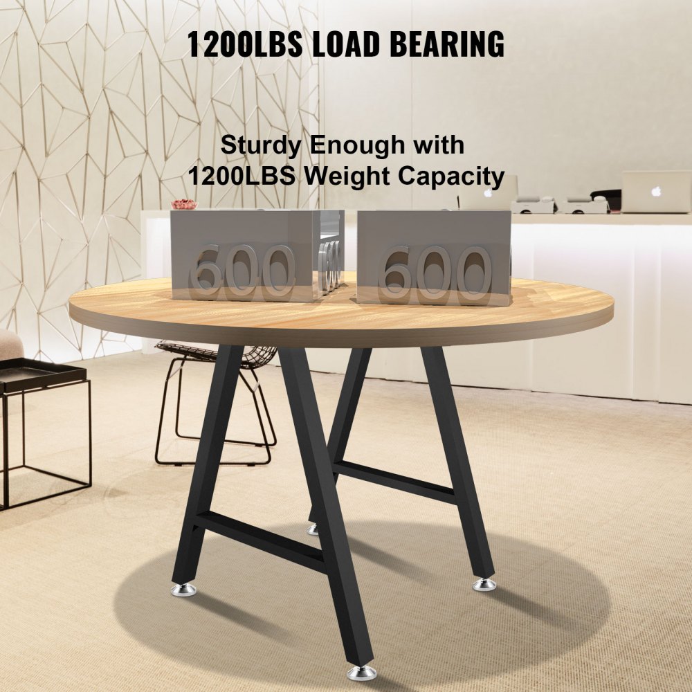 VEVOR Metal Table Legs 28 x 17.7 inch A-Shaped Desk Legs Set of 2 Heavy Duty Bench Legs with Polyurethane Coating, Furniture Legs with Floor Protectors, Wrought Iron Coffee Table Legs for Home DIY Bla