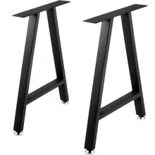 VEVOR Metal Table Legs 28 x 17.7 inch A-Shaped Desk Legs Set of 2 Heavy Duty Bench Legs with Polyurethane Coating, Furniture Legs with Floor Protectors, Wrought Iron Coffee Table Legs for Home DIY Bla