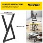 VEVOR Metal Table Legs, 28x18 inch Desk Legs, Set of 2, Heavy Duty Bench Legs, Z Shape Metal Furniture Legs, Wrought Iron Coffee Table Legs, Home DIY for Dining Table with Rubber Floor Protectors, Mat