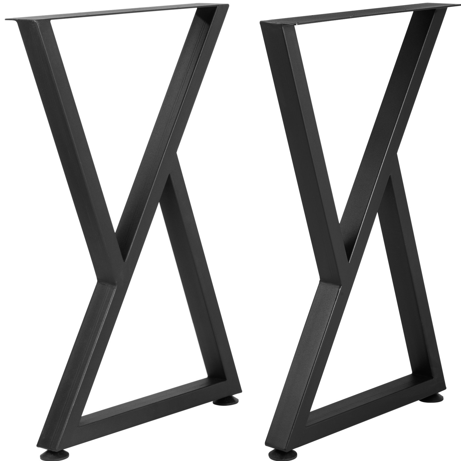 VEVOR Metal Table Legs, 71.1 x 45.7 cm Desk Legs, Set of 2, Heavy Duty Bench Legs, Z Shape Metal Furniture Legs, Wrought Iron Coffee Table Legs, Home DIY for Dining Table with Rubber Floor Protectors, Mat