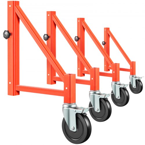 VEVOR Scaffold Outrigger, 18" x 18" x 24" Scaffolding Outriggers, 4 Pieces Outriggers for Scaffolding w/Wheels, Screw Type for Home Improvement Projects Like Patching Drywall or Cleaning Windows