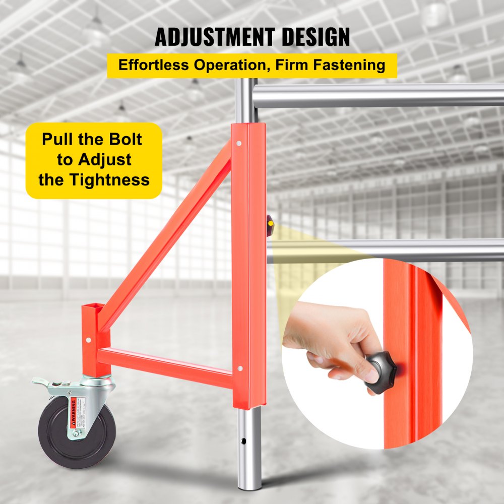 VEVOR Scaffold Outrigger, 18" x 18" x 24" Scaffolding Outriggers, 4 Pieces Outriggers for Scaffolding w/Wheels, Screw Type for Home Improvement Projects Like Patching Drywall or Cleaning Windows