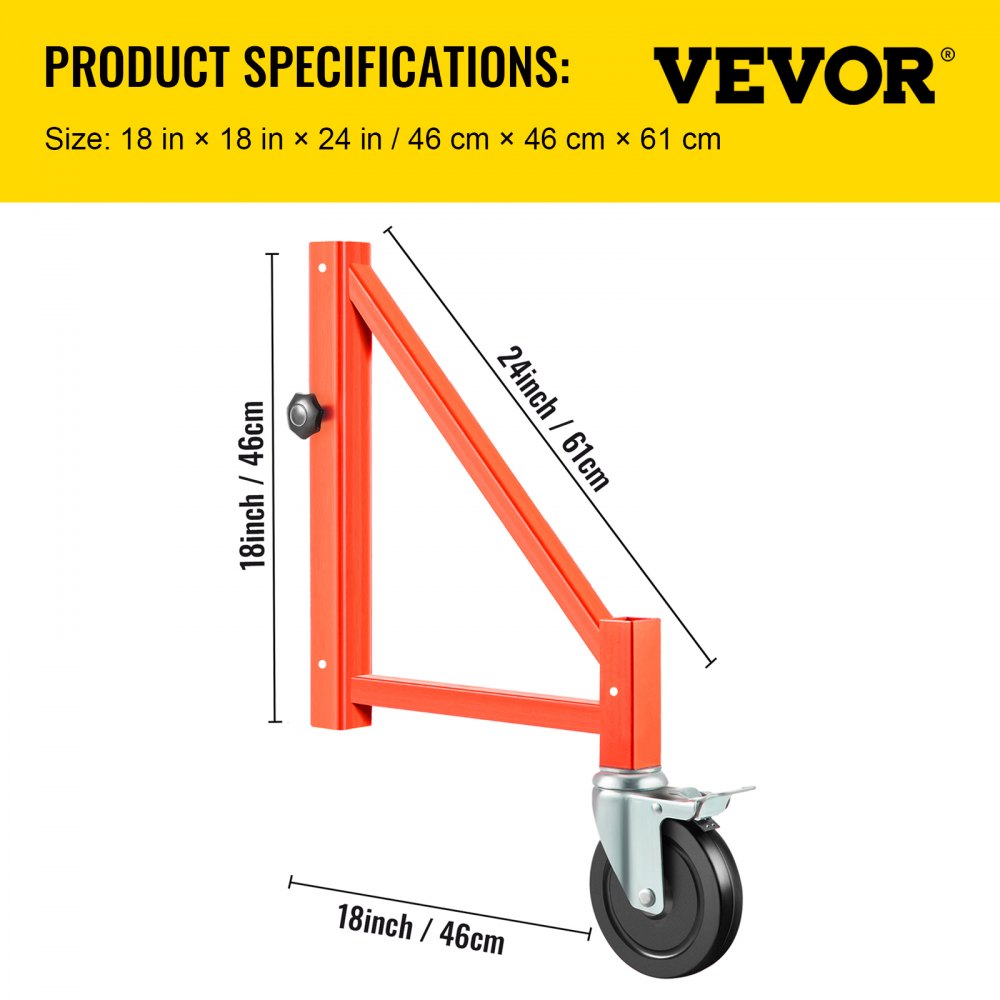 VEVOR Scaffold Outrigger, 18" x 18" x 24" Scaffolding Outriggers, 4 Pieces Outriggers for Scaffolding w/Wheels, Screw Type for Home Improvement Projects Like Patching Drywall or Cleaning Windows