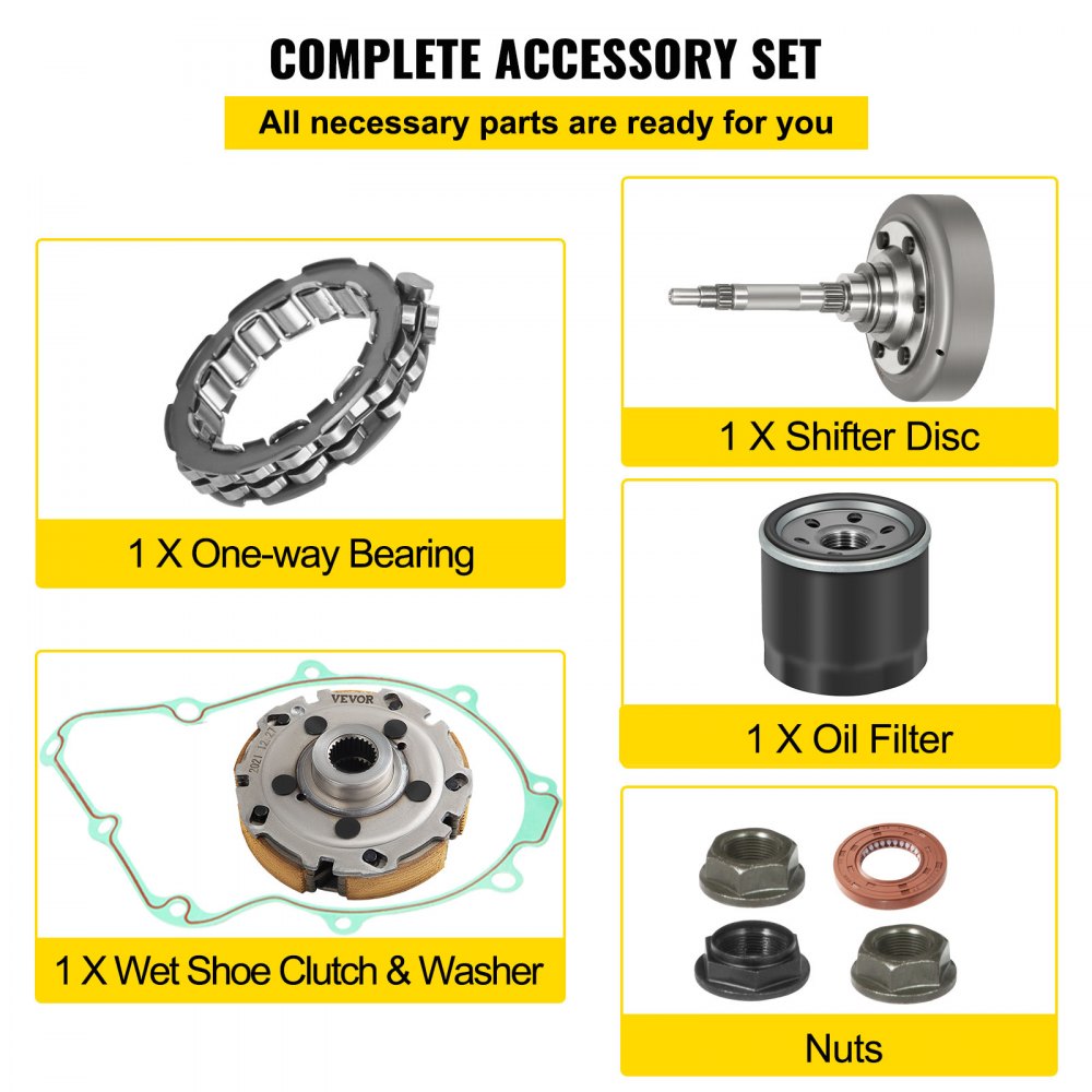 VEVOR Wet Clutch Kits Assembly compatible with UTV ATV 500 700 MSU-500 MSU-700 Massimo Alligator Menards Yardsport Qlink FrontRunner Supermach