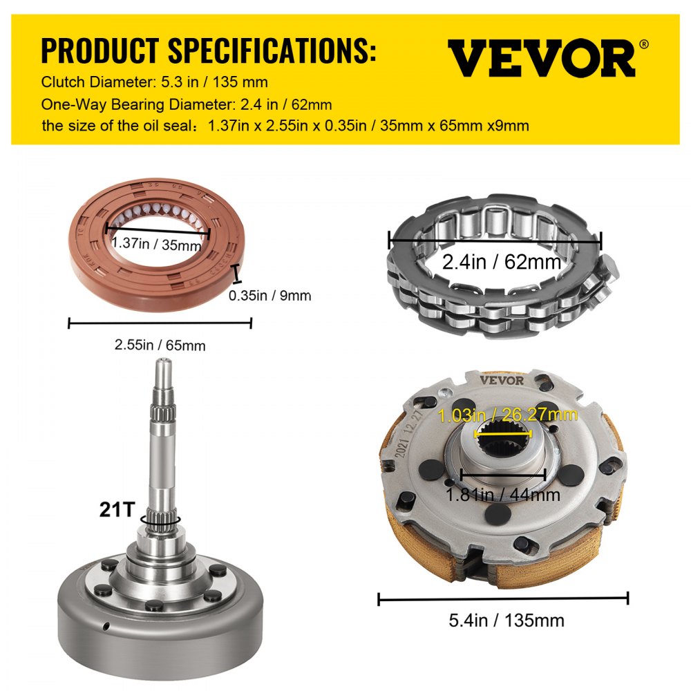 VEVOR Wet Clutch Kits Assembly compatible with UTV ATV 500 700 MSU-500 MSU-700 Massimo Alligator Menards Yardsport Qlink FrontRunner Supermach
