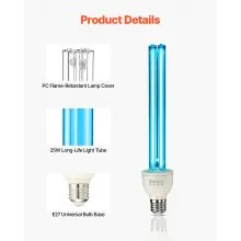 UV Light Bulb 2 Pack 25W Replacement Ultraviolet UVC Lamp with Ozone UVO Bulb
