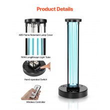 UV Light 36W Ultraviolet Lamp with Ozone Purifier with 30/60/120 Minutes Timer