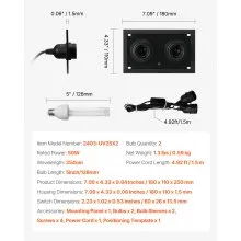 Purificador de aire HVAC para toda la casa, 50 W, luz ultravioleta de 5 pulgadas en conducto para sistemas de aire acondicionado