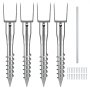 VEVOR No Dig Ground Anchor, 4 Pack 3.94 x 2.76 x 27.56 in DIY Screw in Post Stake, Includes 6 Lag Bolts & a Rebar, U-Shape Heavy Duty Steel Post Holder, Great for Mailbox Posts and Fence Posts