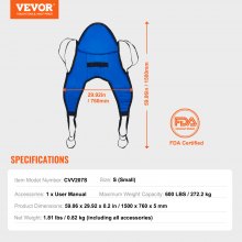 VEVOR Patient Lift Sling with Head Support Small-Size U Shape Divided Leg Sling