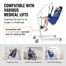 Harnais de levage pour patient VEVOR avec support de tête Harnais de jambe divisé en forme de U de grande taille