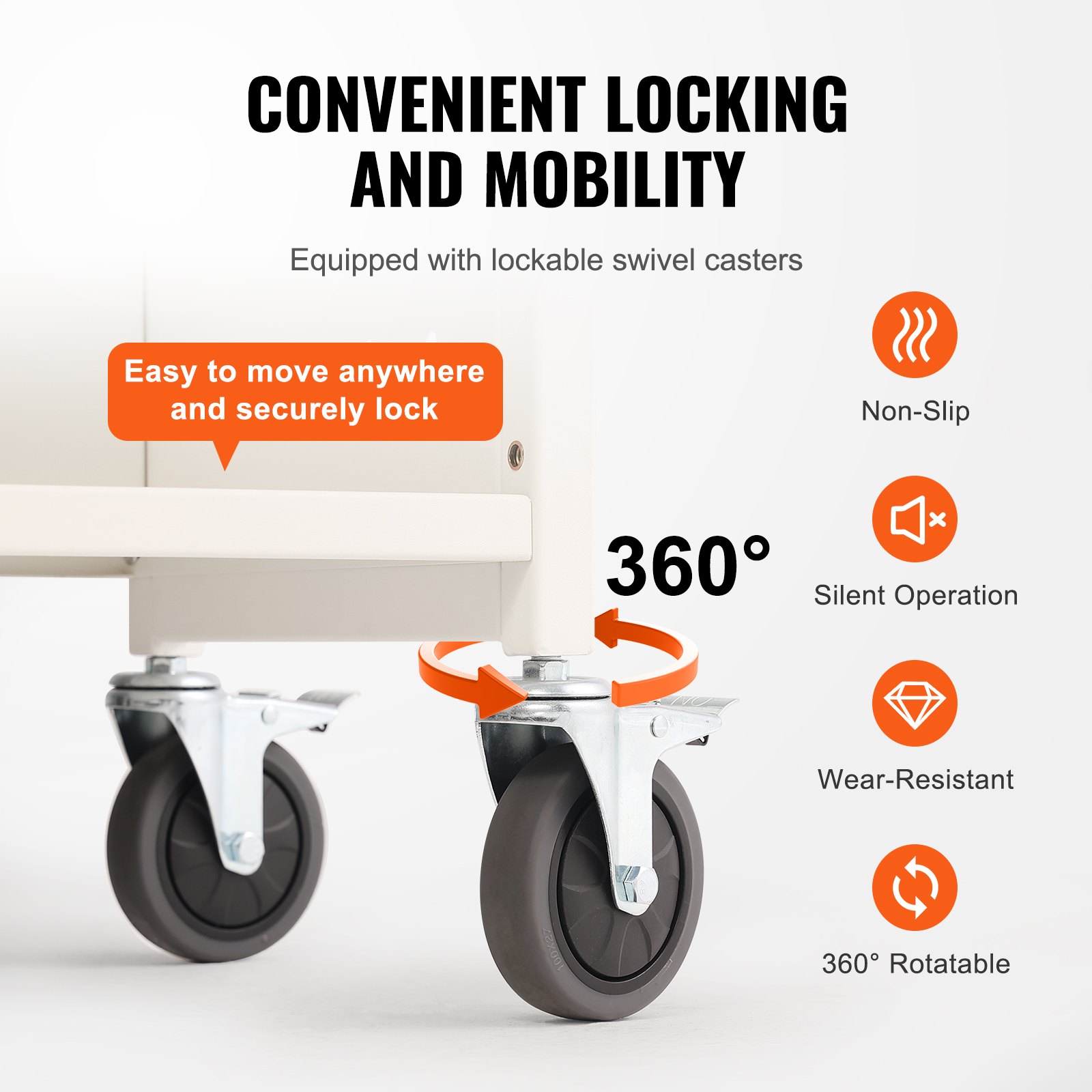 VEVOR Book Cart, 330 lbs Library Cart, 31.1" x 15.2" x 49.2" Rolling Book Cart, Single Sided V-Shaped Sloped Shelves with 4-Inch Lockable Wheels for Home Shelves Office and School, Book Truck in White