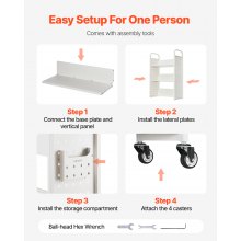 VEVOR 3-Tier Rolling Book Cart Single Sided V-Shaped Shelves Book Truck in White