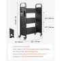 VEVOR Rolling Library Book Cart, 330 lbs Capacity, 30.3 x 15 x 48.0-Inch Library Cart, Single Sided V-Shaped Shelves with 3-Inch Lockable Wheels, Book Truck for Home Shelves Office and School, Black