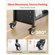 VEVOR 3-Tier Rolling Book Cart Single Sided V-Shaped Shelves Book Truck in Black