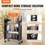 VEVOR Book Cart, 330 lbs Library Cart, 31.1" x 15.2" x 49.2" Rolling Book Cart, Single Sided V-Shaped Sloped Shelves with 4-Inch Lockable Wheels for Home Shelves Office and School, Book Truck in Black