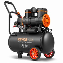 VEVOR 6.3 Gallon Air Compressor, 2 HP 3.35 CFM@90PSI Air Compressors with Max. 116PSI Pressure, Oil Free Compressor Tank for Auto Repair, Tire Inflation, Spray Painting, Woodwork Nailing