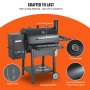 VEVOR 53 inch Portable Charcoal Grill, Propane Gas Grills with Cover and Cart, Heavy Duty Iron BBQ Grill, Mini Tabletop Smoker for Outdoor Cooking, Barbecue Camping, Picnic, Patio, and Backyard, Black