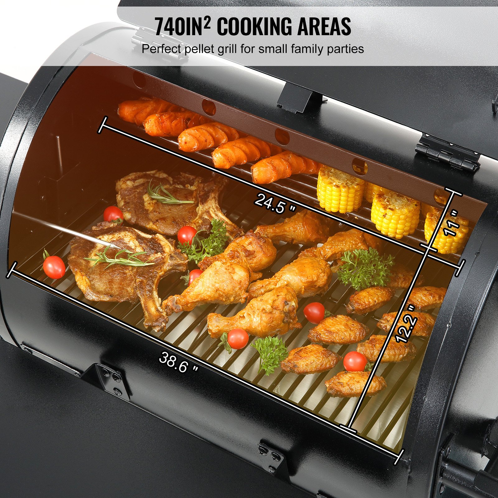 VEVOR 53 inch Portable Charcoal Grill, Propane Gas Grills with Cover and Cart, Heavy Duty Iron BBQ Grill, Mini Tabletop Smoker for Outdoor Cooking, Barbecue Camping, Picnic, Patio, and Backyard, Black