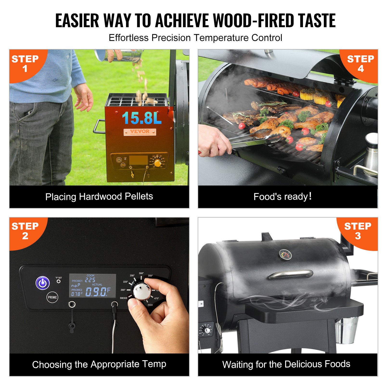 VEVOR 53 inch Portable Charcoal Grill, Propane Gas Grills with Cover and Cart, Heavy Duty Iron BBQ Grill, Mini Tabletop Smoker for Outdoor Cooking, Barbecue Camping, Picnic, Patio, and Backyard, Black