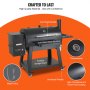 VEVOR 62 inch Portable Charcoal Grill, Propane Gas Grills with Cover and Cart, Heavy Duty Iron BBQ Grill, Mini Tabletop Smoker for Outdoor Cooking, Barbecue Camping, Picnic, Patio, and Backyard, Black