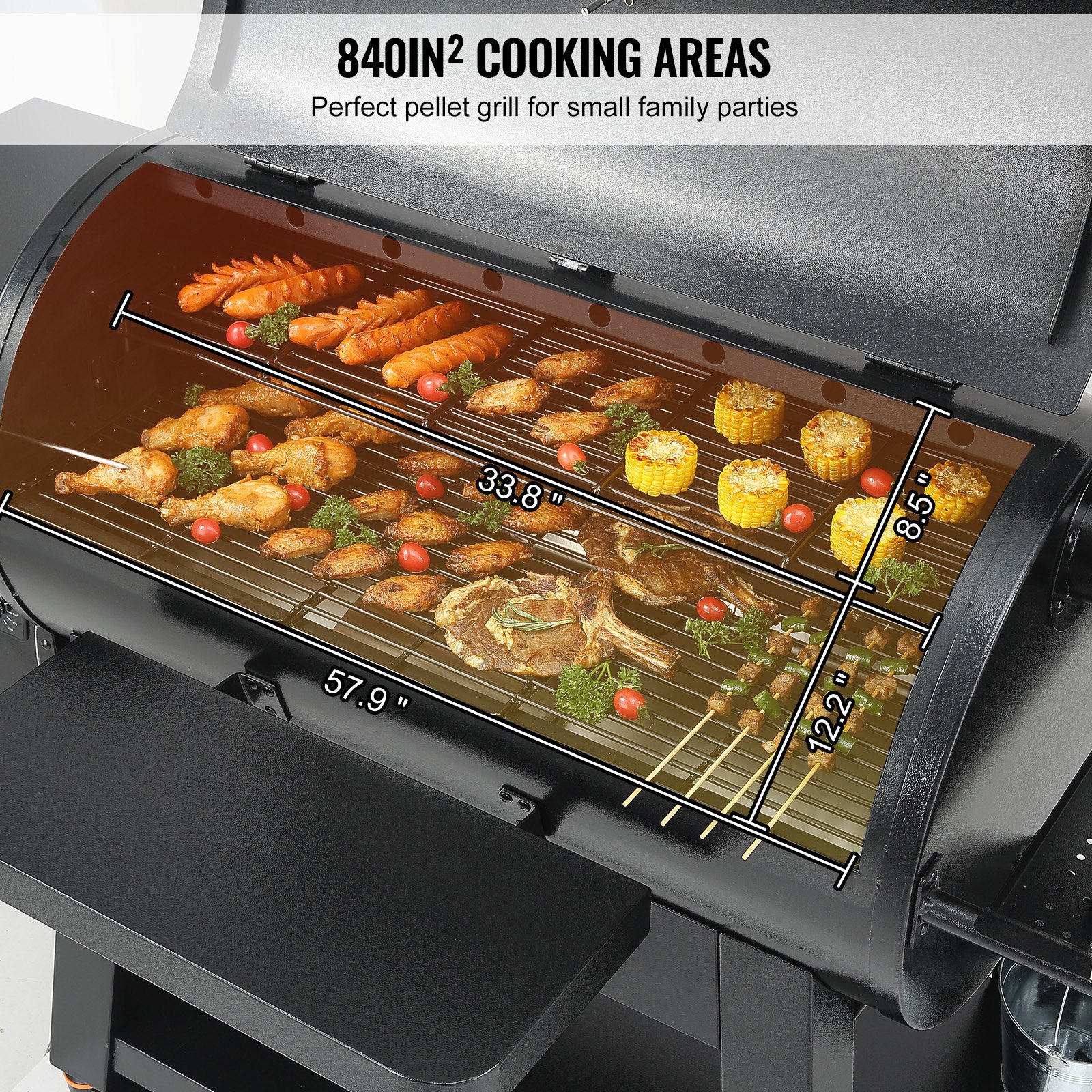 VEVOR 62 inch Portable Charcoal Grill, Propane Gas Grills with Cover and Cart, Heavy Duty Iron BBQ Grill, Mini Tabletop Smoker for Outdoor Cooking, Barbecue Camping, Picnic, Patio, and Backyard, Black