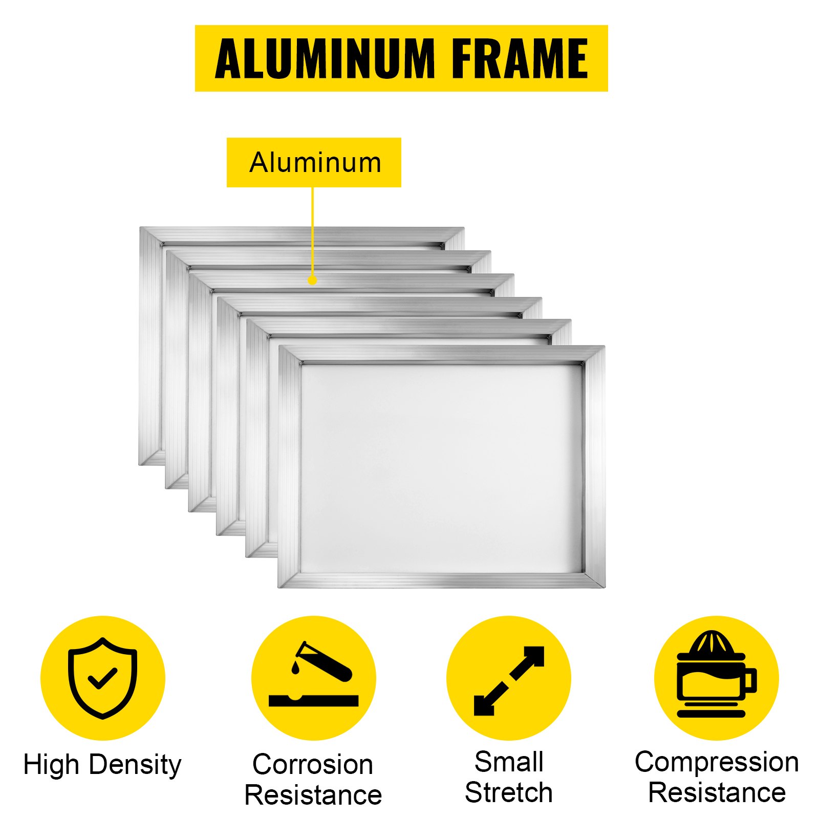 VEVOR 6 Pcs Silk Screen Frame 20x24 Inch Silk Screen Printing Press Frame Aluminum Silk Screen Printing Frame (110 mesh)