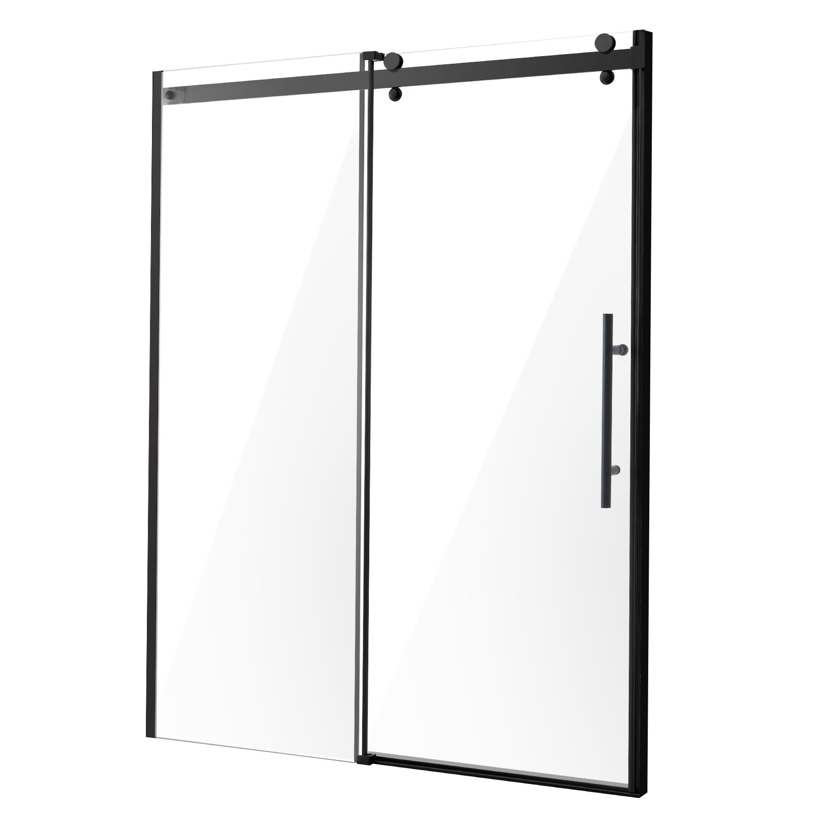 VEVOR Frameless Shower Door, 58-59" W x 75" H, Shower Sliding Glass Door with 5/16"(8mm) Clear SGCC Tempered Glass, Waterproof Shatterproof Stain-Resistant with Stainless Steel Hardware, Matte Black