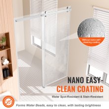 VEVOR Frameless Shower Door 58-59" x 75" SGCC Tempered Glass 5/16" Chrome