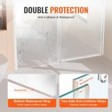 VEVOR Frameless Shower Door 58-59" x 75" SGCC Tempered Glass 5/16" Chrome