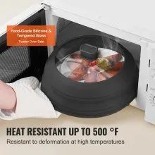 VEVOR Microwave Splatter Cover & Mat 10.8" Collapsible Microwave Food Lid 500°F