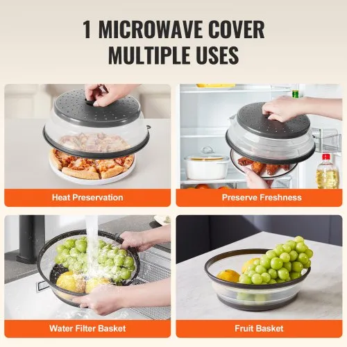 thumbnail image 2 of Microwave Cover For Food Clear Splatter Cover With Steamer & Handle 10 Inch 2 of 13