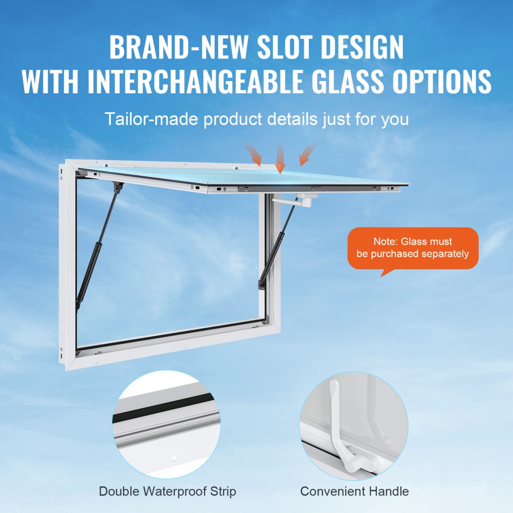 VEVOR Concession Window for Food Truck, 36"x24" Aluminum Alloy Food Truck Service Window, Up to 85 Degrees Stand Serving Window with Awning Door & Drag Hook,  for Food Trucks Concession Trailers