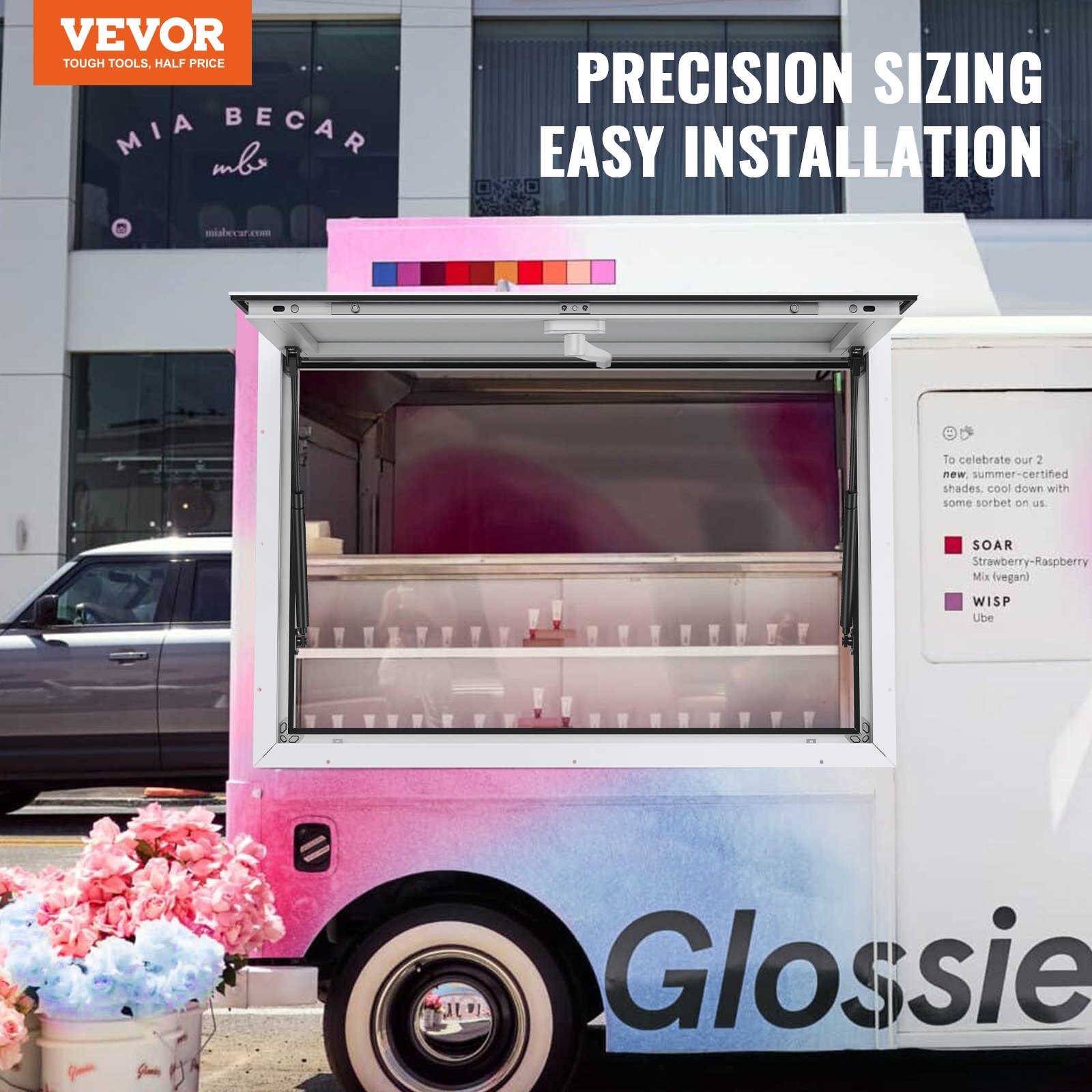 VEVOR Concession Window for Food Truck, 36"x36" Aluminum Alloy Food Truck Service Window, Up to 85 Degrees Stand Serving Window with Awning Door & Drag Hook,  for Food Trucks Concession Trailers