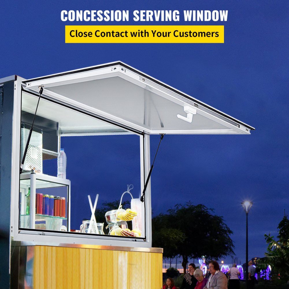 VEVOR Concession Window 36 x 24 Inch, Concession Stand Serving Window Door with Double-Point Fork Lock, Concession Awning Door Up to 85 degrees for Food Trucks, Glass Not Included