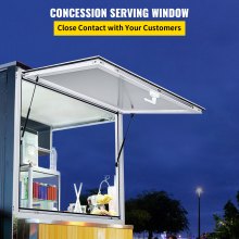 VEVOR Concession Window 48 x 36 Inch, Concession Stand Serving Window Door with Double-Point Fork Lock, Concession Awning Door Up to 85 degrees for Food Trucks, Glass Not Included