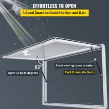 VEVOR Concession Window 53 x 33 Inch, Concession Stand Serving Window Door with Double-Point Fork Lock, Concession Awning Door Up to 85 degrees for Food Trucks, Glass Not Included