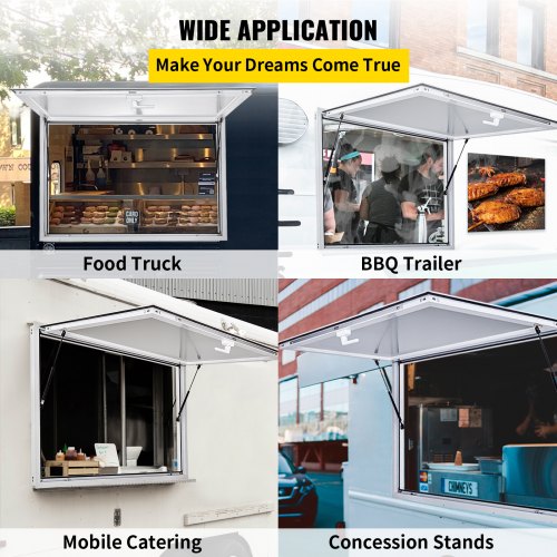 VEVOR Concession Window 64 x 40 Inch, Concession Stand Serving Window Door with Double-Point Fork Lock, Concession Awning Door Up to 85 degrees for Food Trucks, Glass Not Included