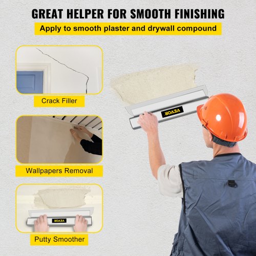VEVOR Drywall Skimming Blade Putty Knife Combo 10/16/24in Finishing Trowel Tool