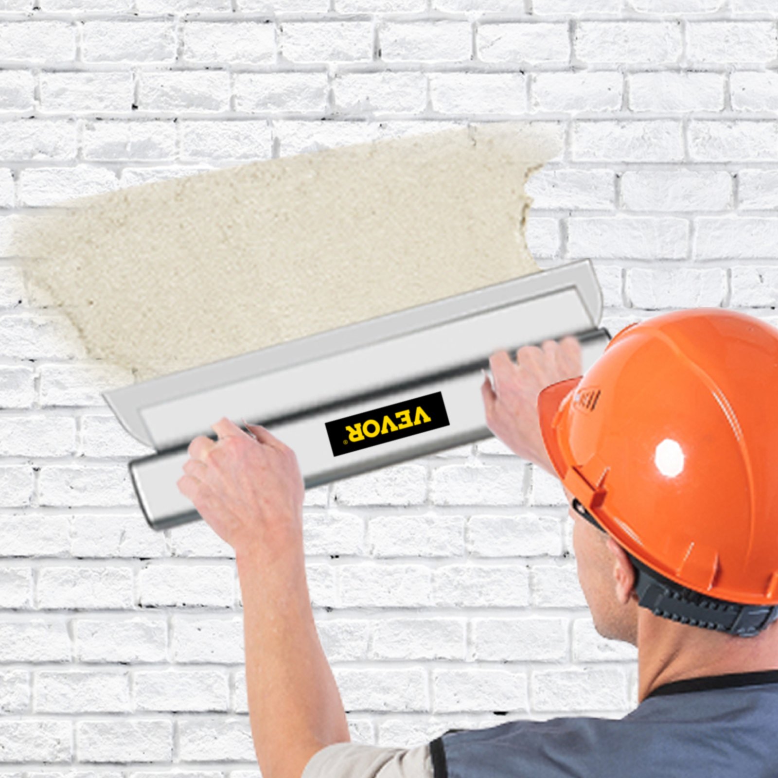 VEVOR Drywall Skimming Blade, 32inch Smoothing Knock-Down Knife, Stainless Steel Putty Knife Finishing Tool, High-Impact End Caps for Sheetrock Drywall Gyprock Wall-Board Plasterboard