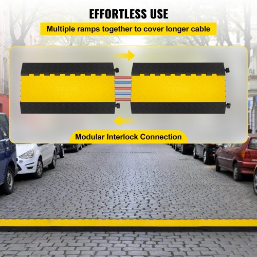 VEVOR 5 Channel Rubber Cable Protectors Extreme Cable Ramps 66000lbs Heavy Duty 5 Slots Protective Cable Wire Cord Ramp Driveway Rubber Traffic Speed Bumps
