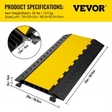 VEVOR 5 Channel Cable Protectors Extreme Rubber Cable Ramps Heavy Duty Protective Cable Wire Cord Ramp Driveway Rubber Traffic Speed Bumps Cable Protector (5-Channel, 1Pack-18000Lb)