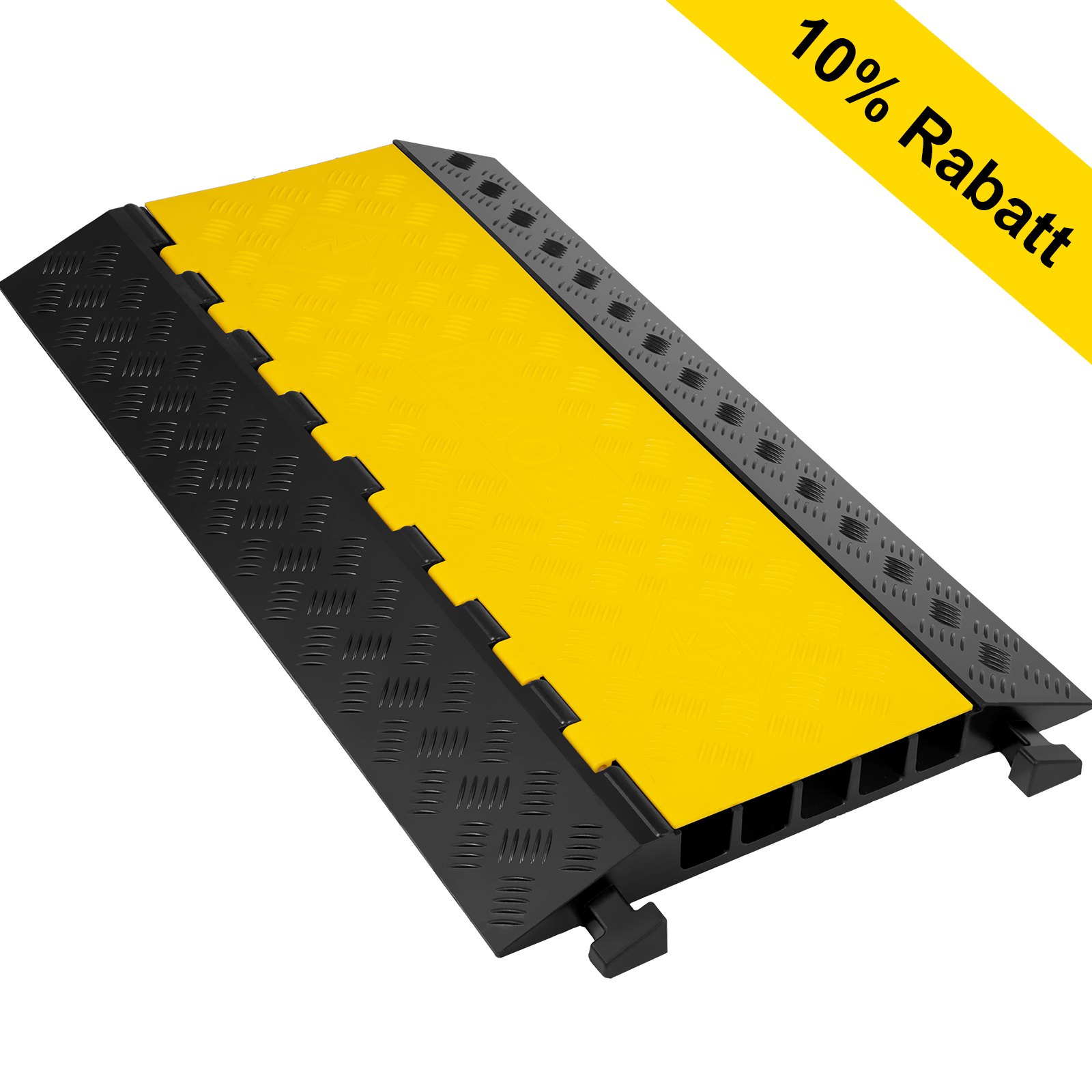 VEVOR 5 Channel Cable Protectors Extreme Rubber Cable Ramps Heavy Duty Protective Cable Wire Cord Ramp Driveway Rubber Traffic Speed Bumps Cable Protector (5-Channel, 1Pack-18000Lb)