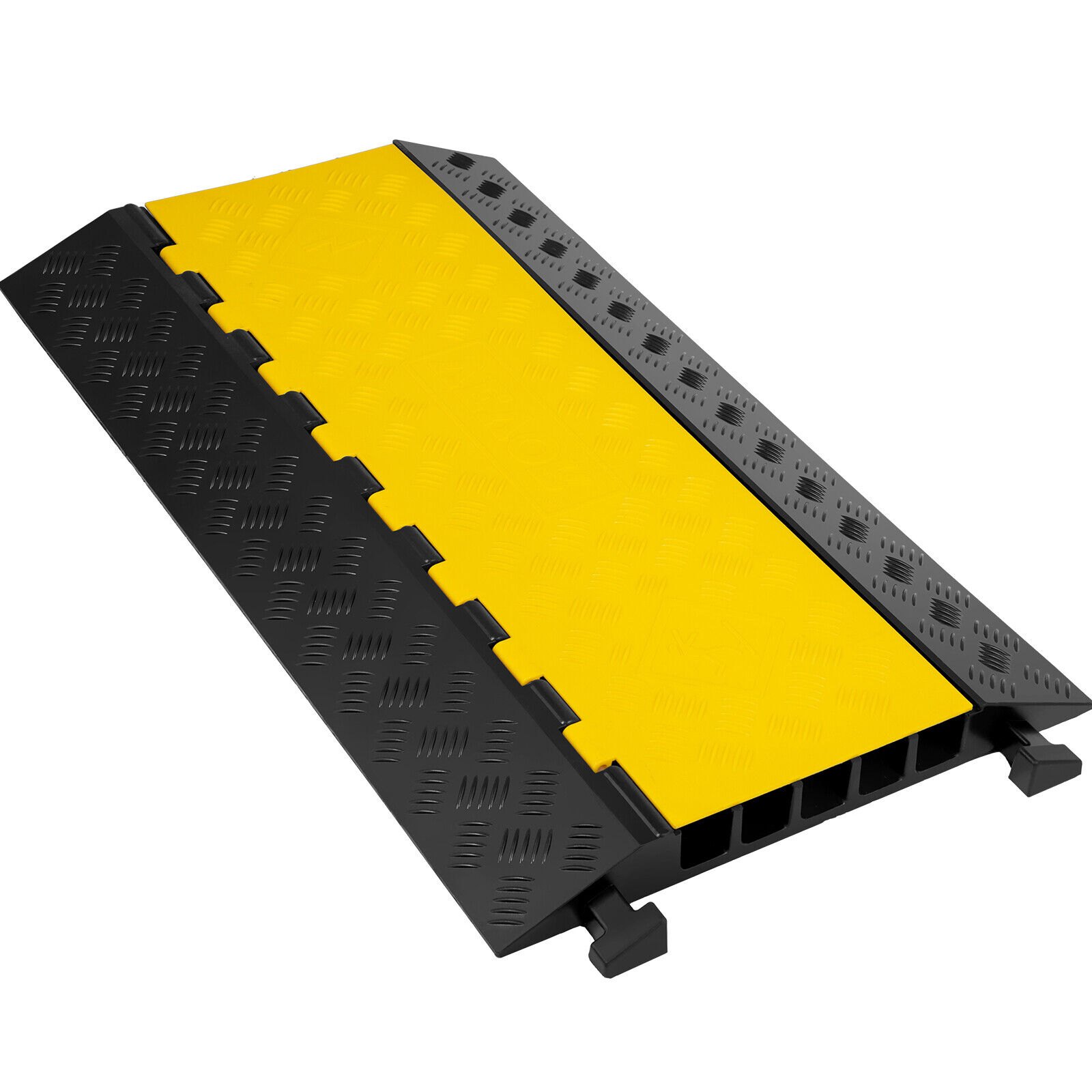 black and yellow VEVOR 5 channel cable protectors with textured surface.