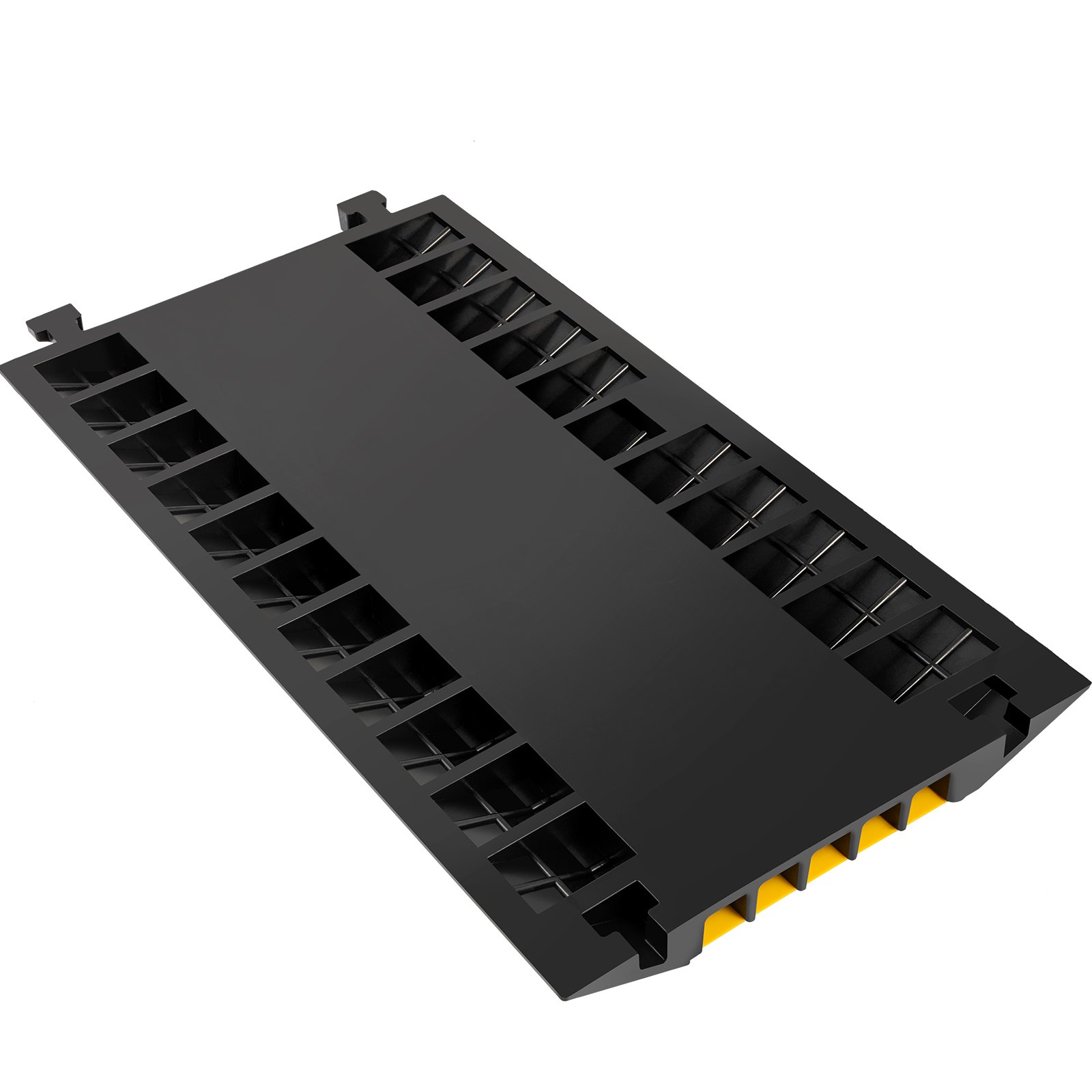 black VEVOR 5 channel cable protectors with yellow entry ramps
